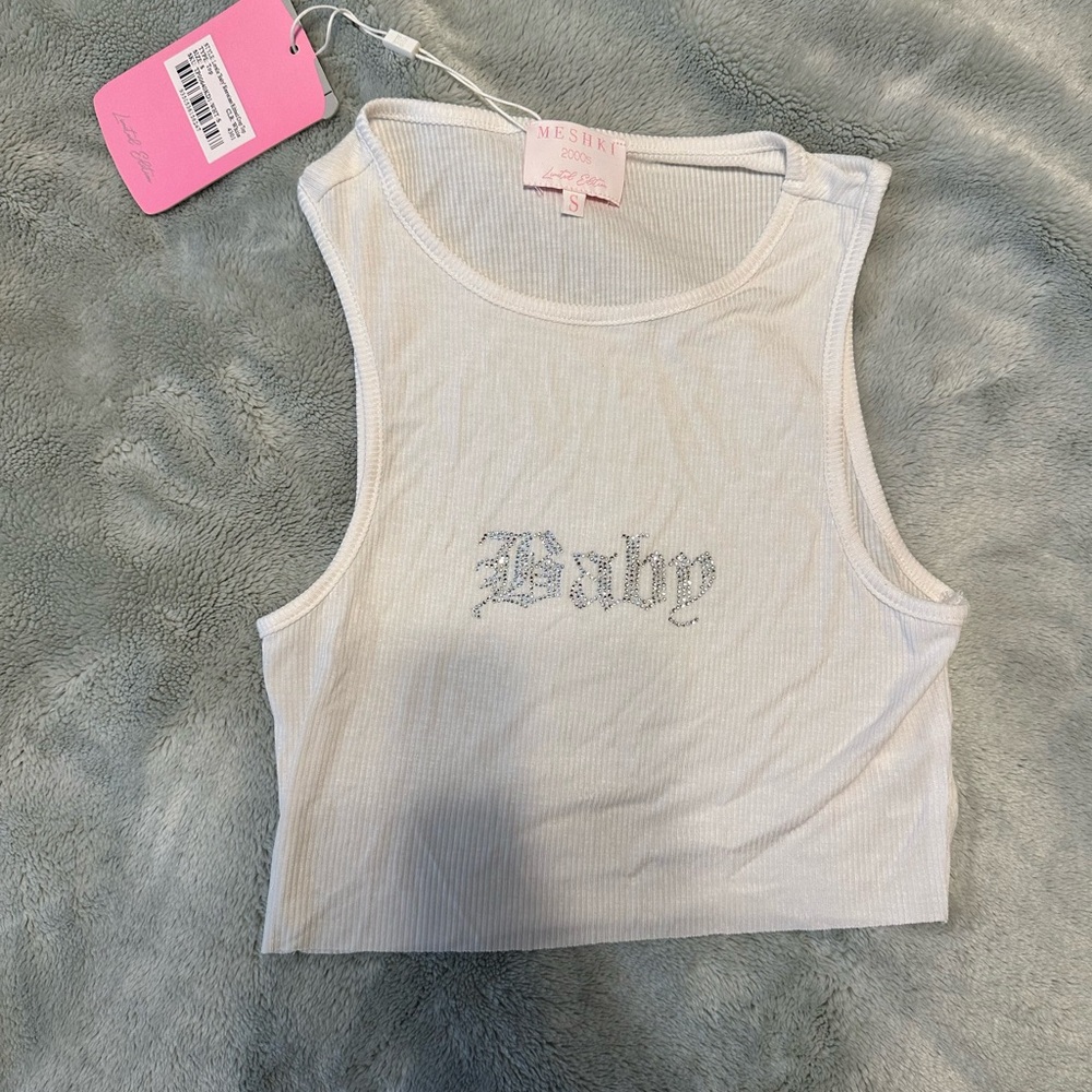 Meshki Cream Ribbed Tank Top